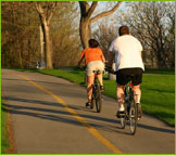 Husband and wife cycling