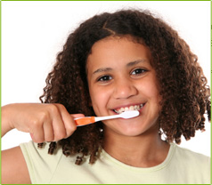 Girl brushing teeth